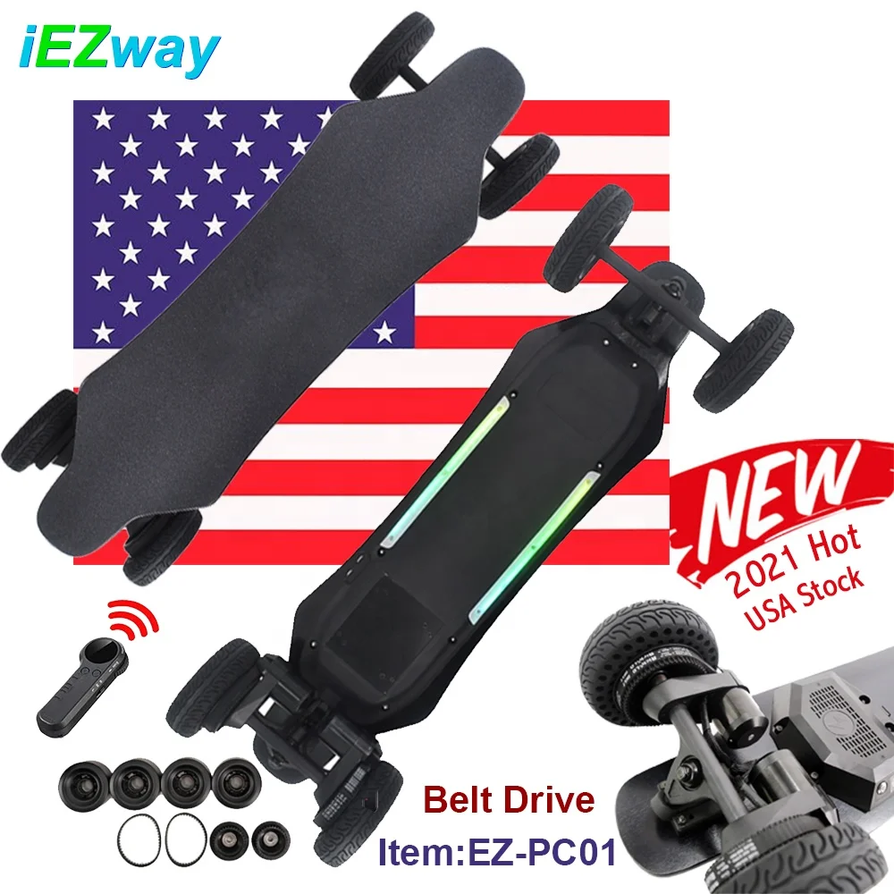 2022 USA Warehouse Dual Belt Drive 4 Wheel Electronic Skate Board Electric Skateboard