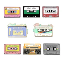 music lovers punk enamel pins good vibes tape players music boxes badges brooch lapel pins jeans shirts cool gothic jewelry gift