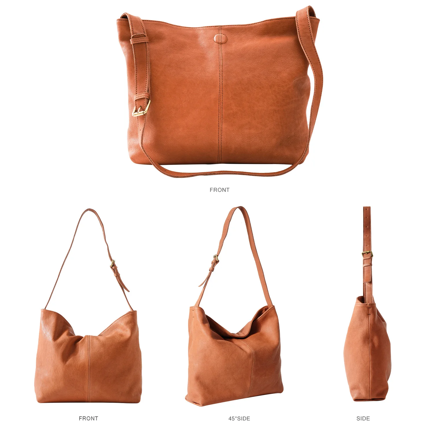 Женская сумка-мешок из натуральной воловьей кожи