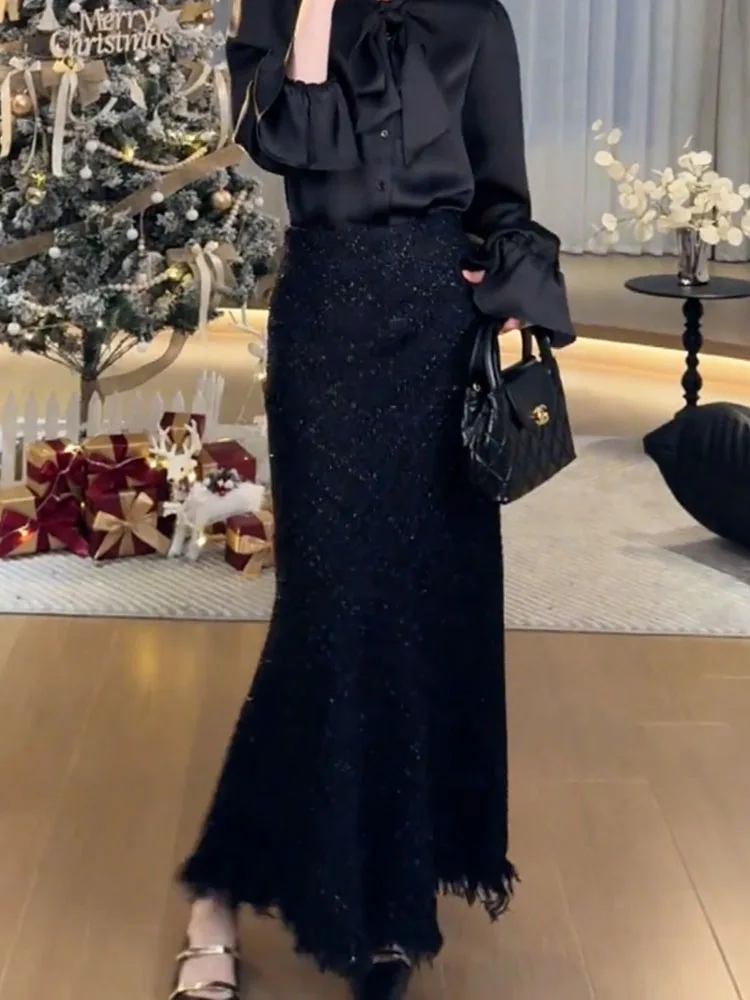 Высококачественное длинное платье размера плюс с кисточками в стиле ретро осень