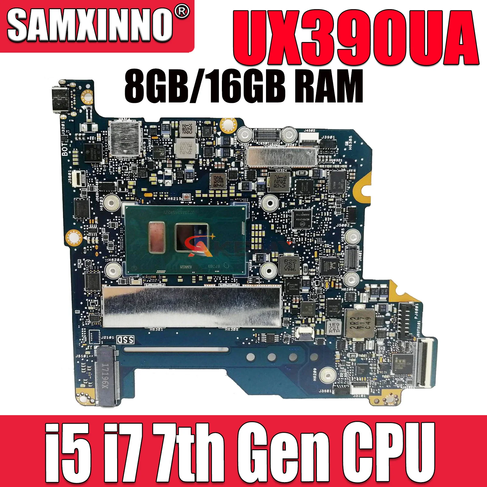 

UX390UA MAINboard For ASUS Zenbook 3 UX390U UX390UAK Notebook Motherboard With I5-7200U I7-7500U RAM 8GB 16G RAM Test OK
