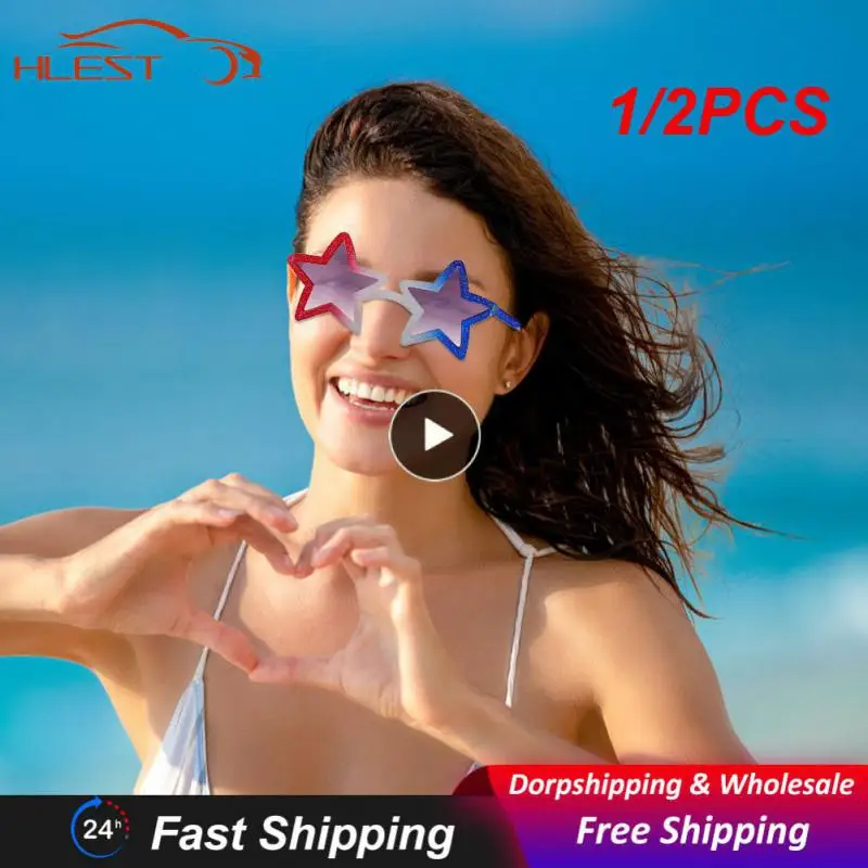 

1/2PCS Unique Star Shape Sunglasses Shining Sun Glasses Vintage Pentagram Sunglasses For Women Outddor Summer Beach Eyewear