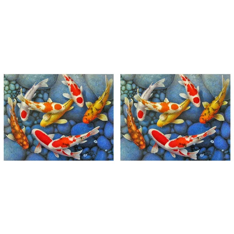 

2X DIY Diamond Embroidery Carp Koi Fish Diamond 5D Diamond Painting Full Round Stitch Cross Kit Rhinestone Decoration
