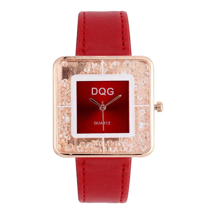 Reloj Mujer Fashion Rhinestone Quartz Watch Women Top Brand Bear Watches Ladies Square Leather Strap Wristwatch Relogio Feminino