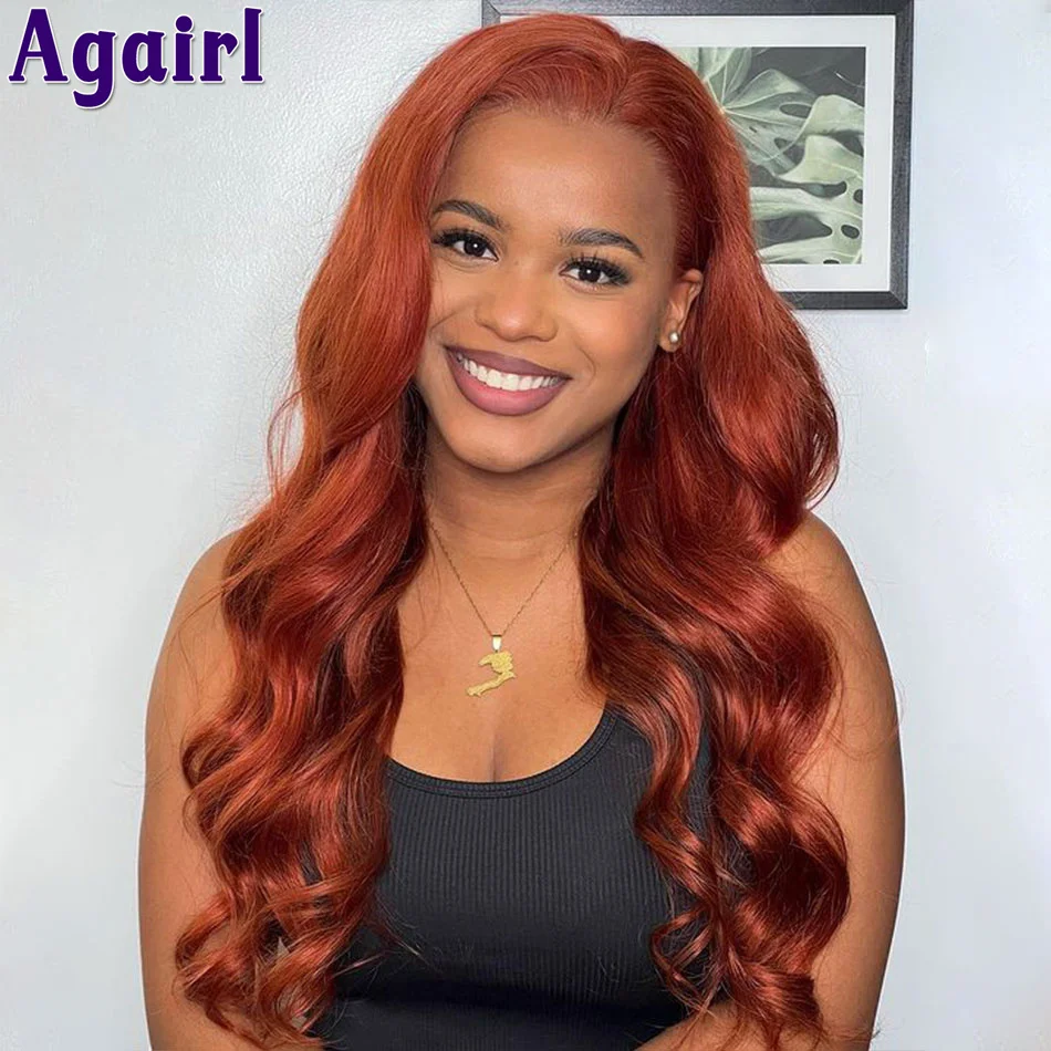 

Ginger Reddish 5X5 Lace Closure Wig 180% Transparent 13X6 13X4 Body Wave Lace Frontal Human Hair Wigs PrePlucked for Black Women