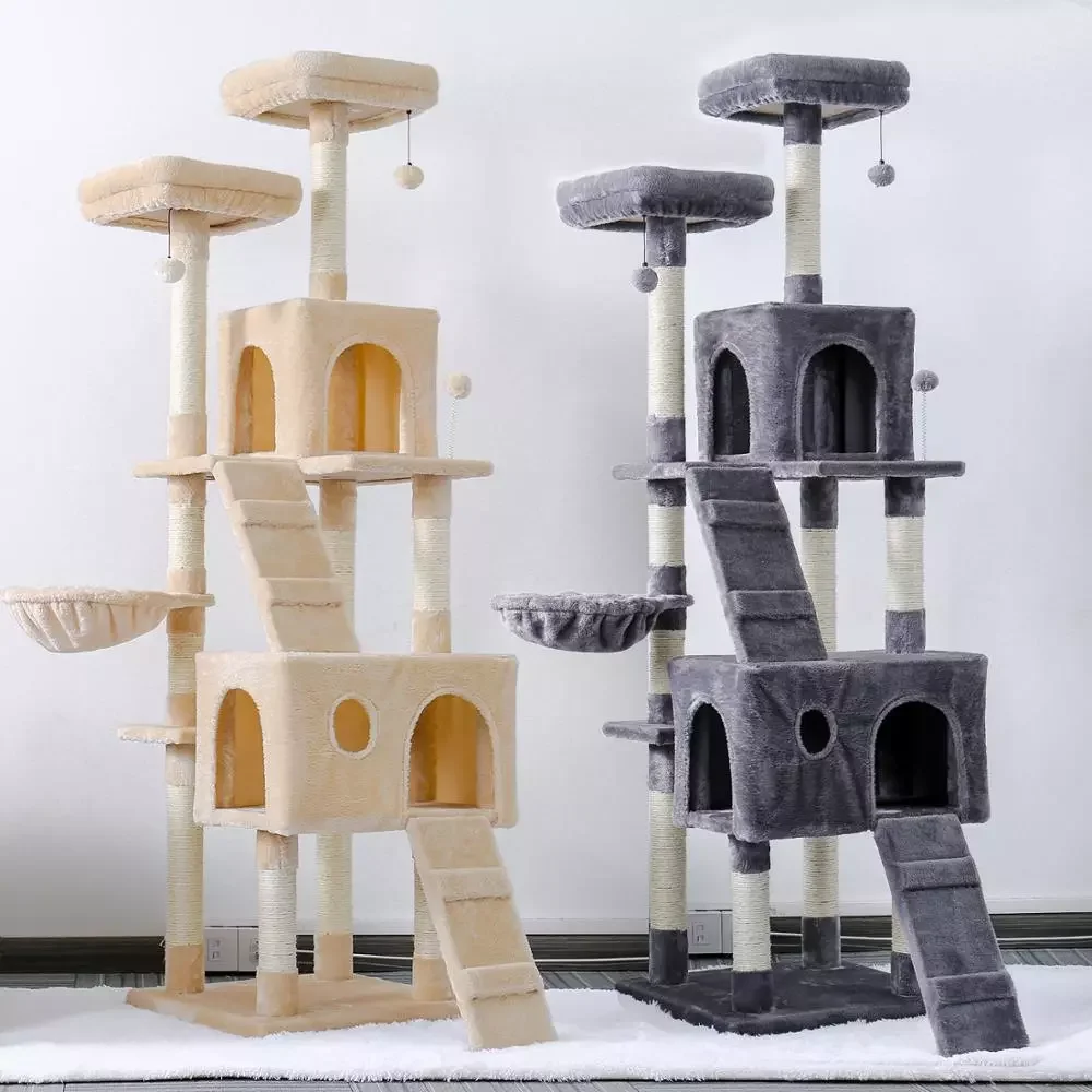 

H176cm Pet Cat Tree House Condo Toy Scratching Post for Cats Wood Climbing Tree Cat Tree Towers Furniture Fast Domestic Delivery