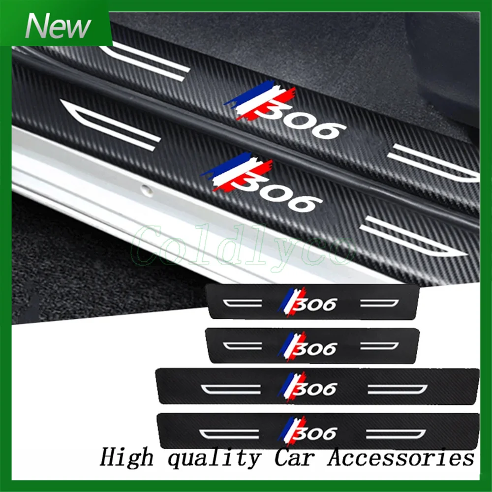 Углеродное волокно порог автомобиля накладка на наклейки для эмблемы 306 защитные