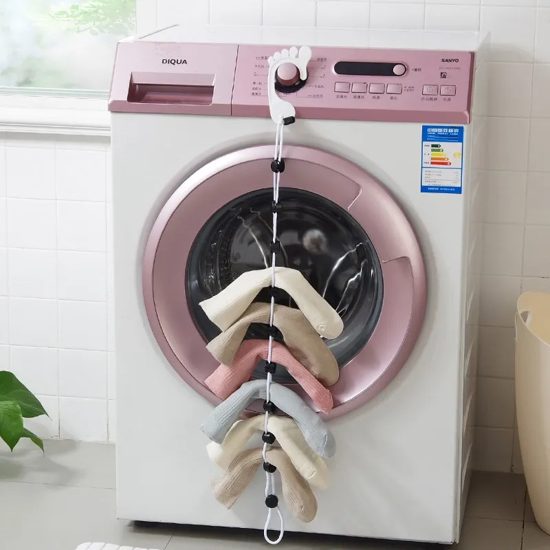 

Vanzlife Home socks hanging rope creative multi-function washing clothes basket net washing socks stockings drying socks rack