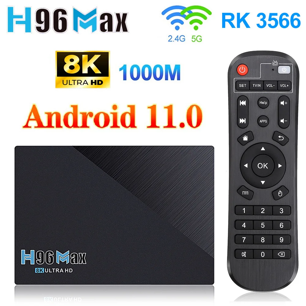 

H96MAX Rockchip RK3566 Smart TV Box Android 11 4GB 8GB RAM 64GB 128GB 24G 5.0G Dual WIFI Google Play Media Player Set Top Box