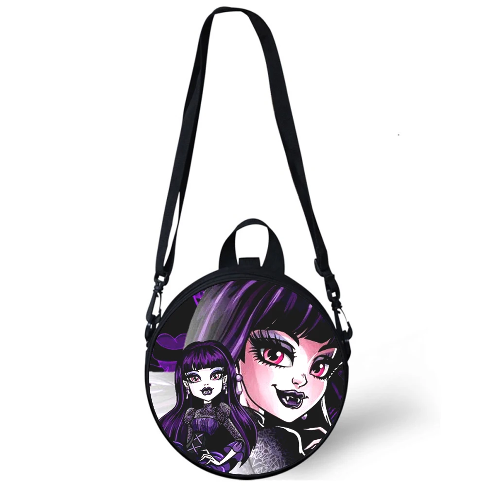 Monster High Anime Child kindergarten Bag 3D Print Crossbody Shoulder Bags For School Women Mini Round Bagpacks Rugtas Bag