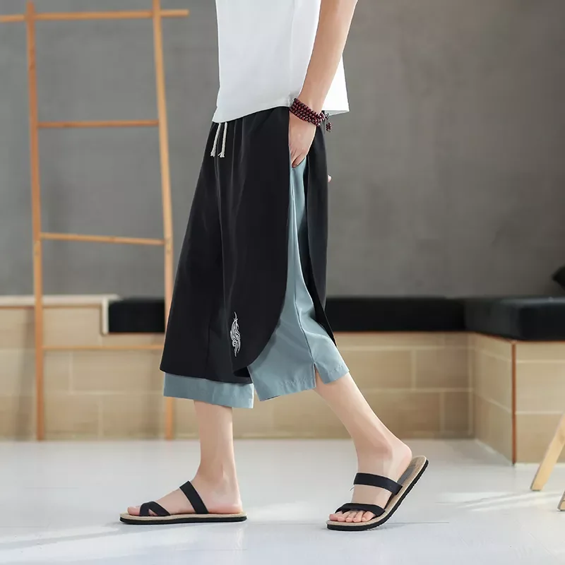 

Мужские Винтажные шаровары с вышивкой, Свободные тренировочные штаны в стиле пэчворк, уличная одежда, большие размеры 5, новинка 2021