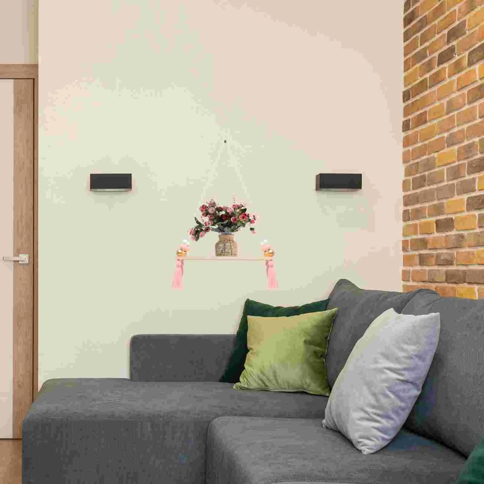 

Shelf Hanging Shelves Wallmacrame Floating Rope Wooden Rack Wood Holder Pot Mounted Hanger Window Indoor Flower Decorsmall