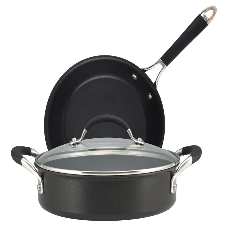 

Infused Copper Hard-Anodized Non-stick 3-Pieces Cookware Set, Gift with Purchase, Black Cooking Pot Sets for Effortless Cooking