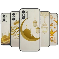 retro style muslim party eid phone case for xiaomi redmi 11 lite pro ultra 10 9 8 mix 4 fold 10t black cover silicone back prett