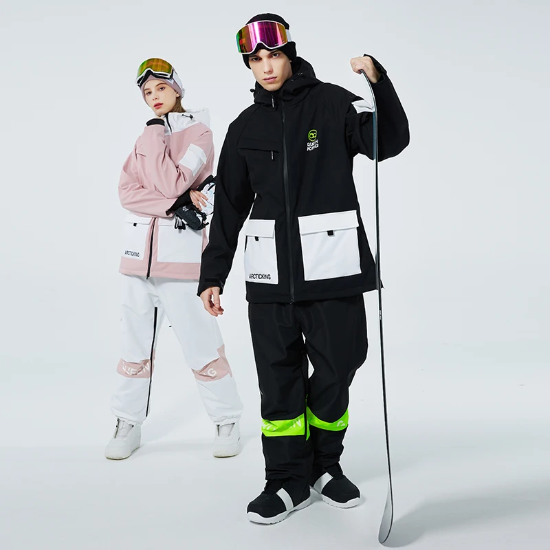 New Fashion Women's And Men's Ski Jacket & Pants Set Waterproof Windproof Warm Ski Jacket Winter Outdoor Snowfield Jacket +Pants