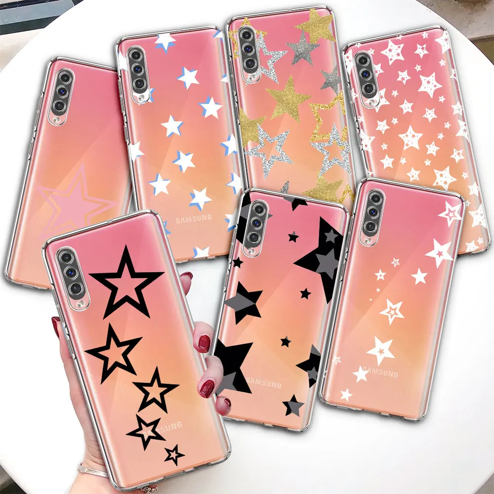 

Прозрачный чехол для Samsung Galaxy A50, A10, A70, A30, A20s, A20e, A40, A10s, A20, A30s, A50s, A70s, силиконовый чехол для телефона с пятиконечными звездами