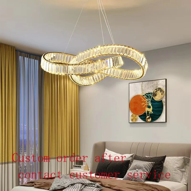 

French light luxury living room crystal chandelier modern simple dining room lamp creative art bedroom study home lamps