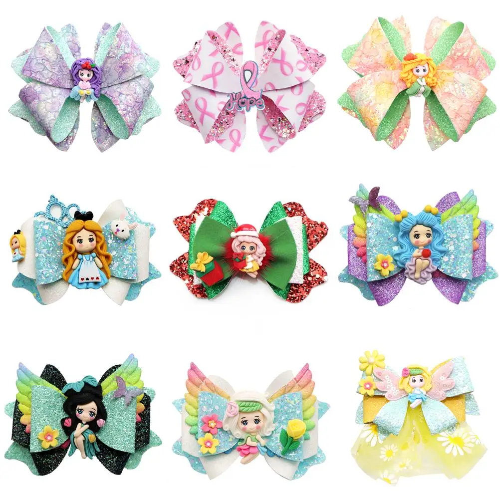 3D Princess Faux Synthetic Leather Bow-knot Kit DIY Hair Bow Making For Bow-knot Handmade Material Without Clips
