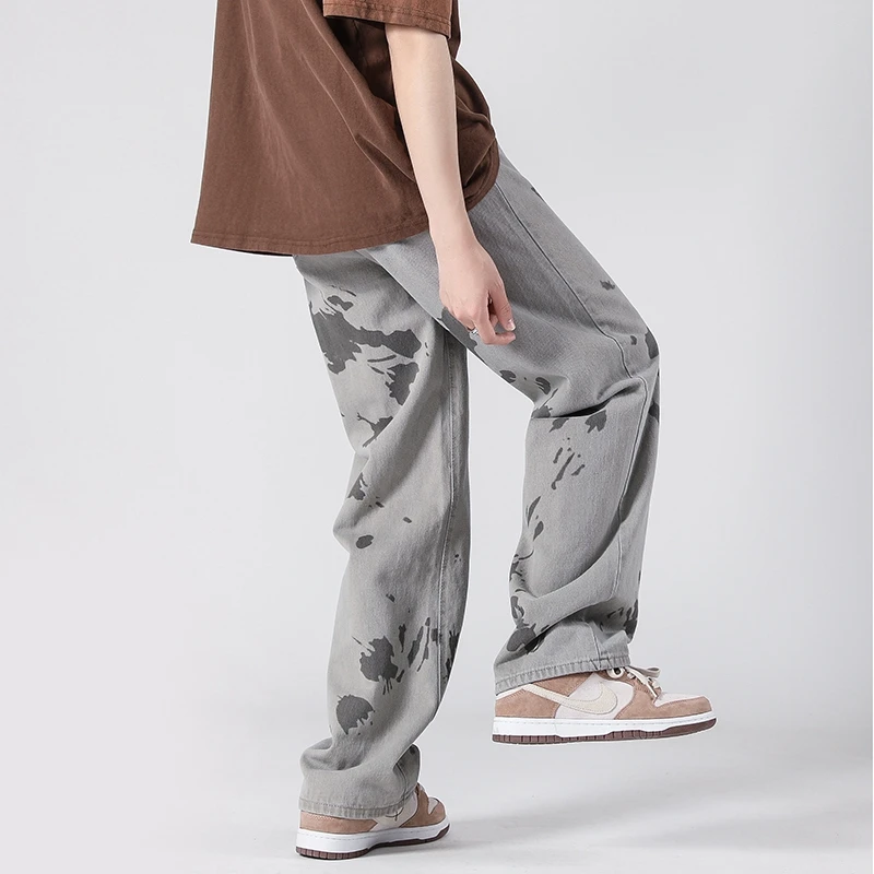 Streetwear Hip Hop Jeans Men 2022 Retro Casual Washed Wide Leg Pants Korean Oversized Straight Leg Mopping Y2K Trousers Women