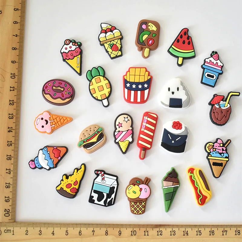 Hot jibz Lovely Food Cake Cookies Shoe Charms Cartoon DIY Clogs Funny Shoe Aceessories Fit Croc Sandals Decorate Kids  Gifts