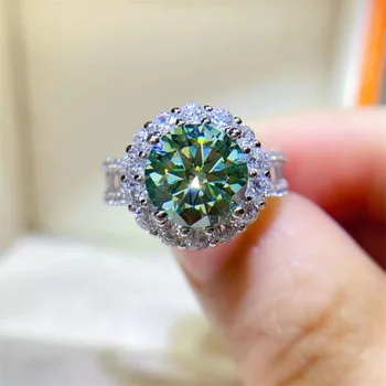Houtros 2/3 Carat Engagement Moissanite Rings for Women S925 Silver D VVS Flower Colorful Diamond Ring Bride Luxury Jewelry GRA