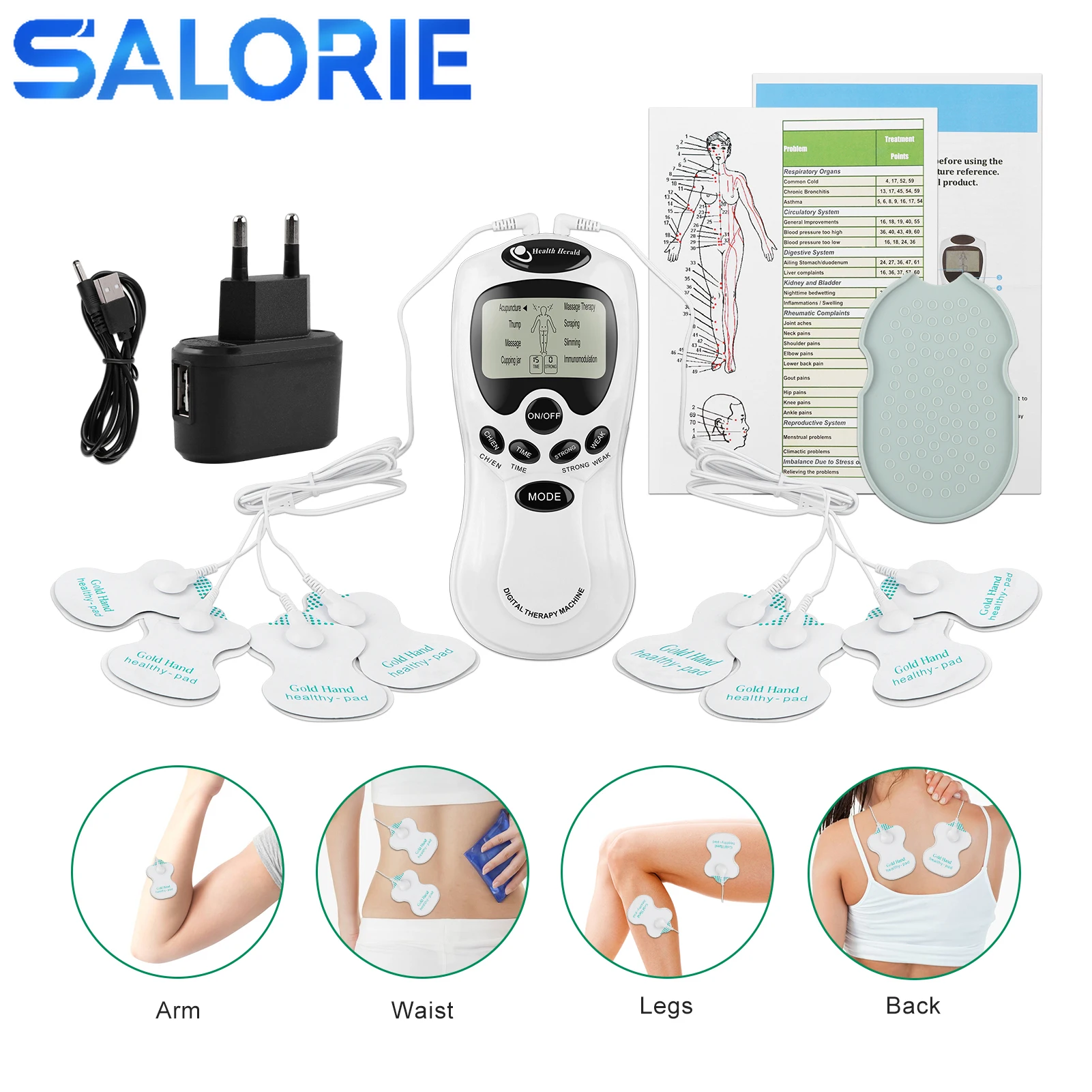 

8 Modes Tens Unit EMS Electric Muscle Stimulator Physiotherapy Body Massager Tens Low Frequency Pulse Relaxing Neck Back Massage