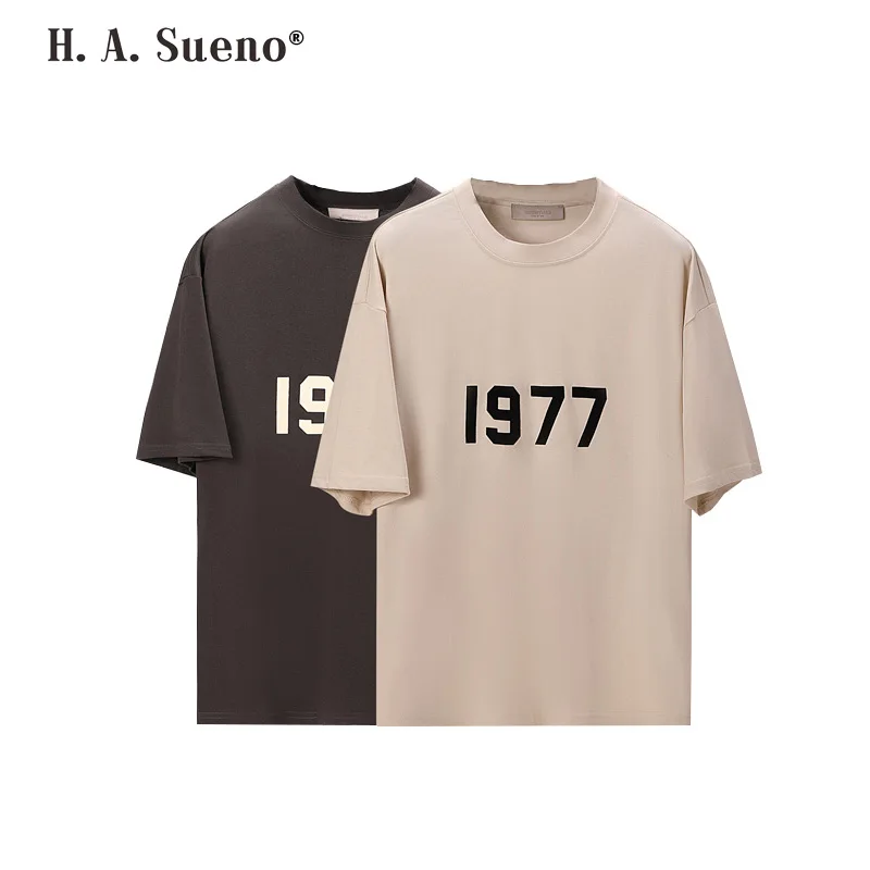 

2022 New Vintage ESS Mens T Shirts High Street Fashion O Neck Tees for Men Season Eight 1977 Short Sleeve for Men