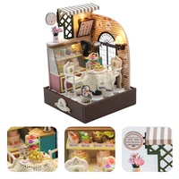 cutebee diy miniature house flower tiny dollhouse casual cake shop doll houses furniture kit toys for children kid handmade gift