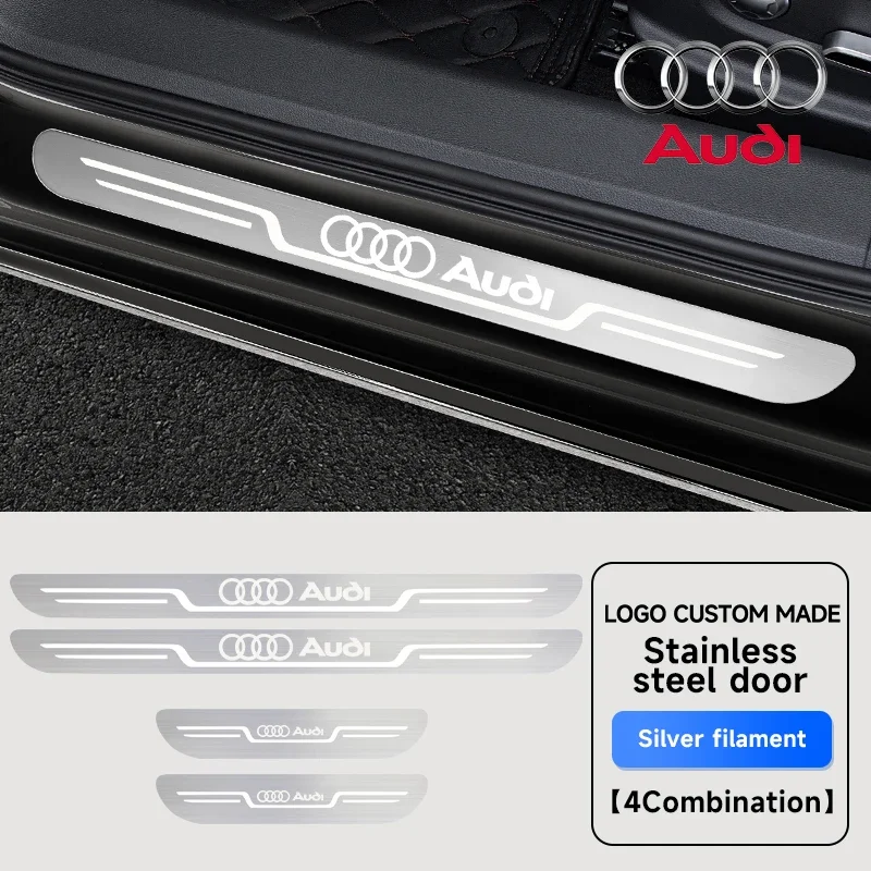 

Для Audi A3 A4 A5 A6 A7 A8 Q1 Q2 Q3 Q5 Q7 Q8: Защитная накладка на порог из нержавеющей стали, устойчивая к царапинам и износу