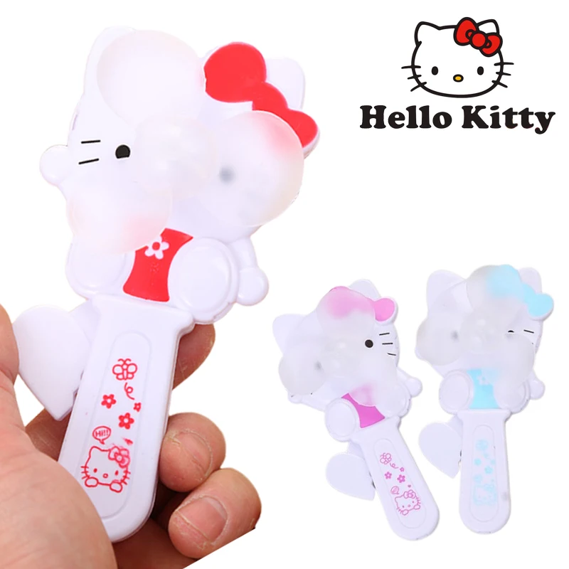 Маленький вентилятор Hello Kitty летний портативный ручной под давлением для детей и