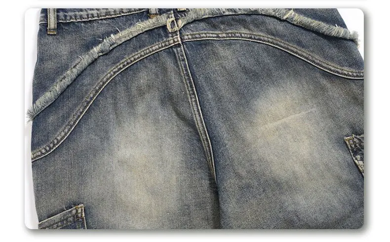 Мужская мода High Street Винтаж Хип-Хоп Джинсы Брюки Уличная одежда Свободный крой