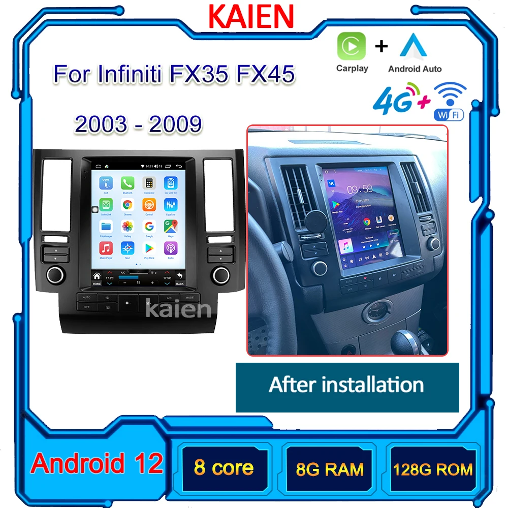 KAIEN For Infiniti FX35 FX45 FX 2003-2009 Car Radio Android 12 Auto Navigation GPS Stereo Video Player DVD Multimedia 4G WIFI