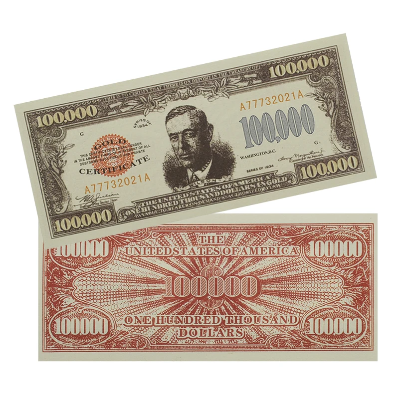 

1934 Wilson 100,000 USD Banknote US One Hundred Thousand Commemorative Paper Money Collectibles Business Gifts