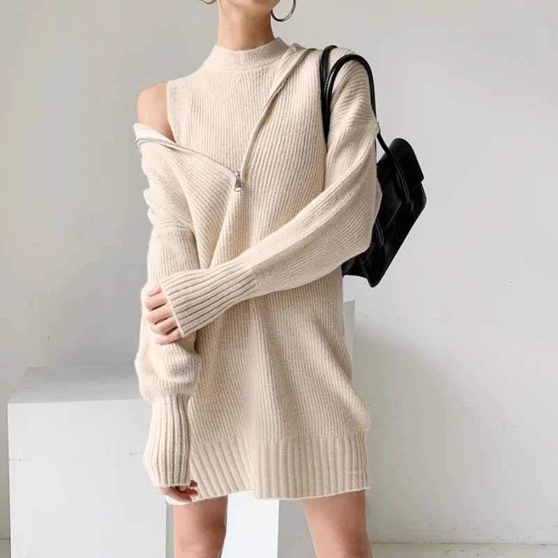 Корейское платье из двух частей шикарное весеннее модное приталенное синее с