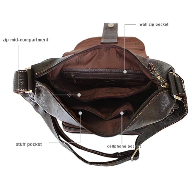 First Layer Genuine Leather Women's Messenger Bag High Quality Designer Fashion Crossbody Bag For Female Casual Sling Bag Brown