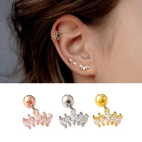 1 piece simple and exquisite crown cartilage stud earrings womens fashion conch tragus piercing zircon ear stud jewelry