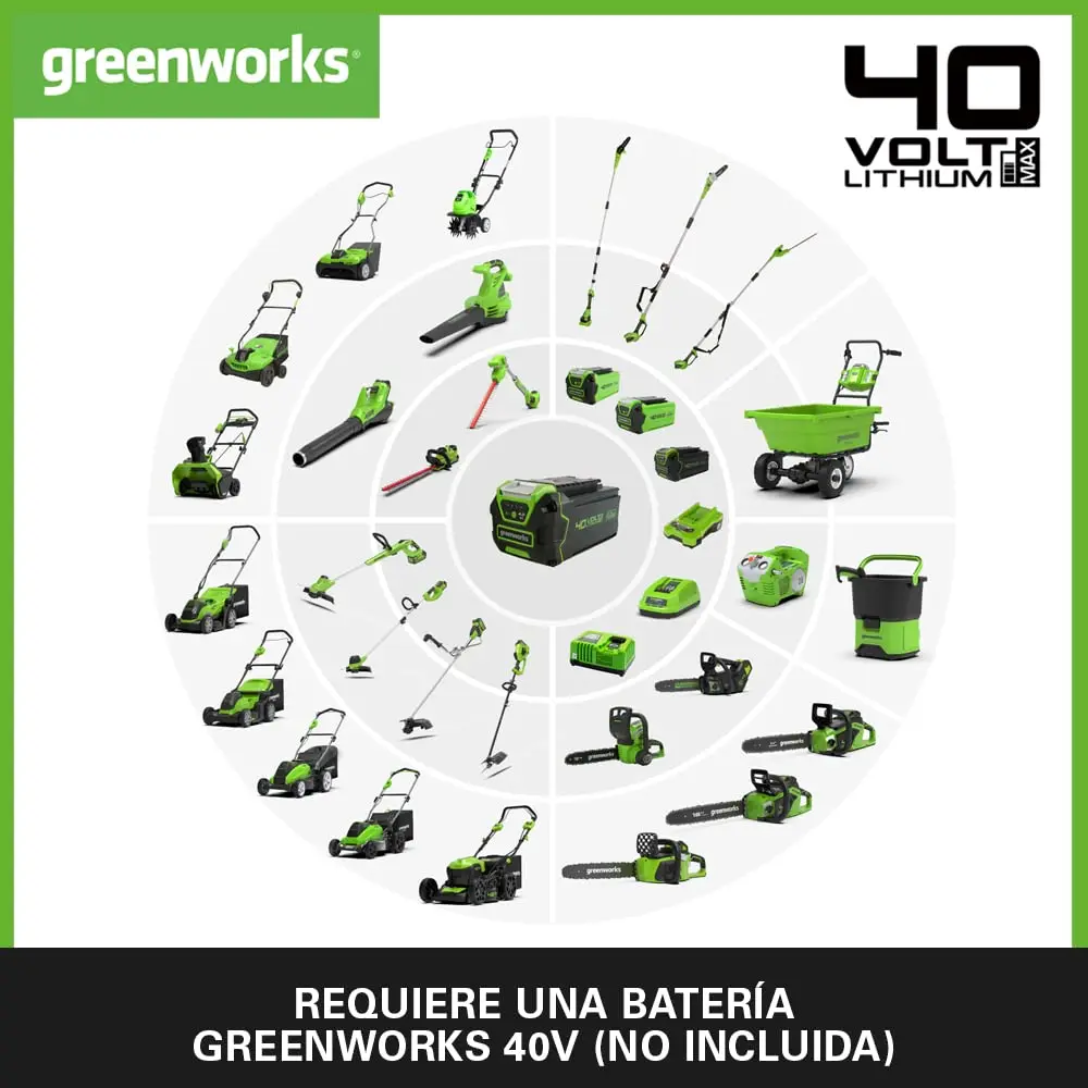 Аккумуляторный кусторез Greenworks 40 В, бесщеточный двигатель, жгут проводов, регулируемая высота, ширина резания 40 см, нейлоновая резьба 2 мм (art.: 3920d3dca1340) - 3920d3dca1340