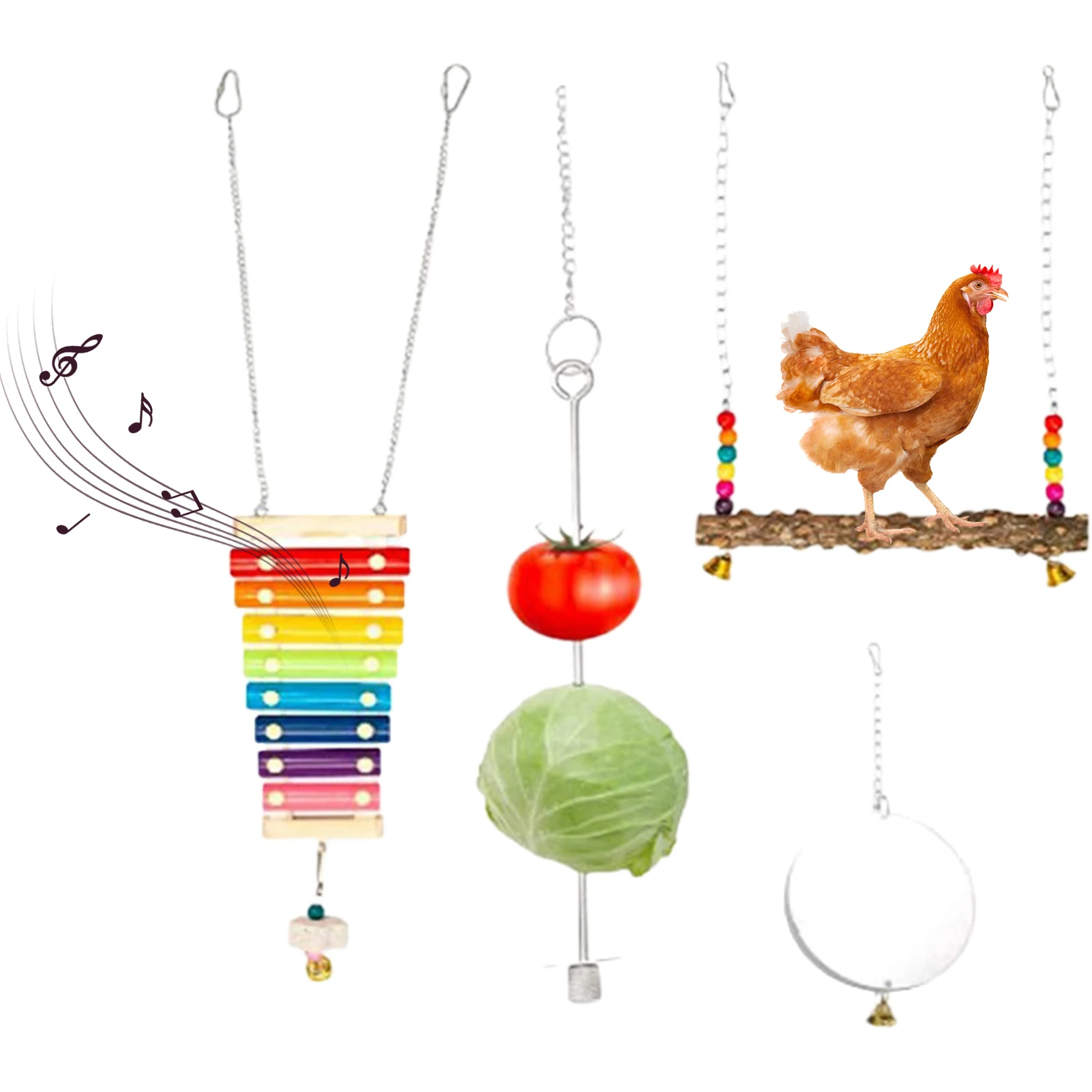 

Chicken Swing Toy Set Fun Chicken Swing Toy Set Fun Chicken Coop Toy Includes Mirror Swing Vegetable Hang Hook Xylophone