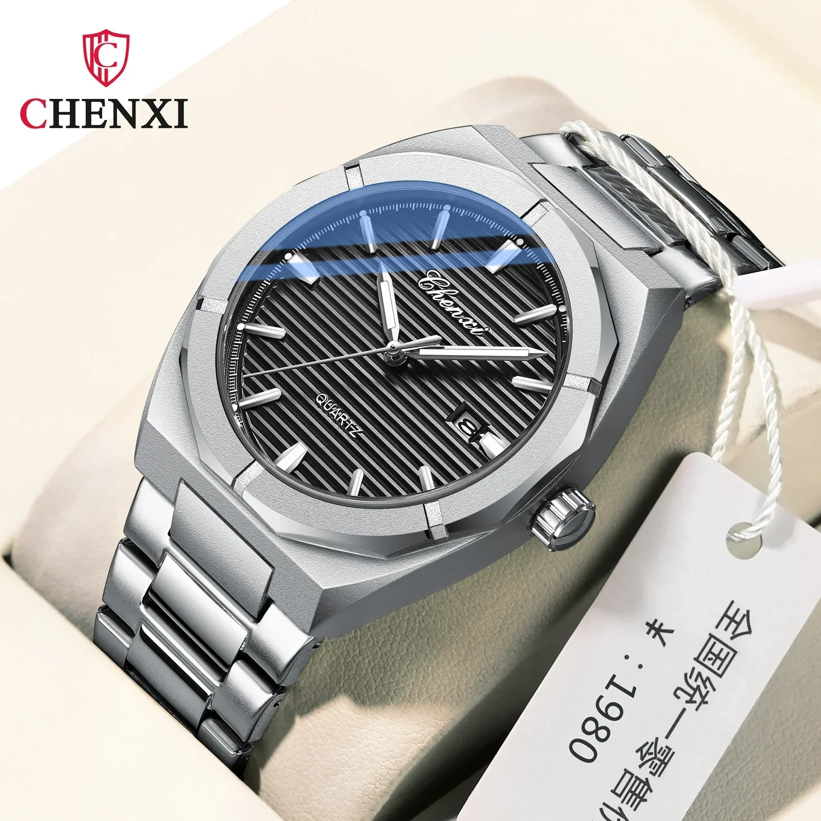 CHENXI 8262 Деловые мужские часы с горизонтальным стержнем и календарем