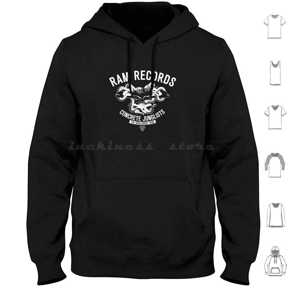 Ram Records Concrete Junglist-Dnb Hoodie cotton Long Sleeve Ram Records Concrete Junglist Dnb Music Jungle Music Drum And Bass