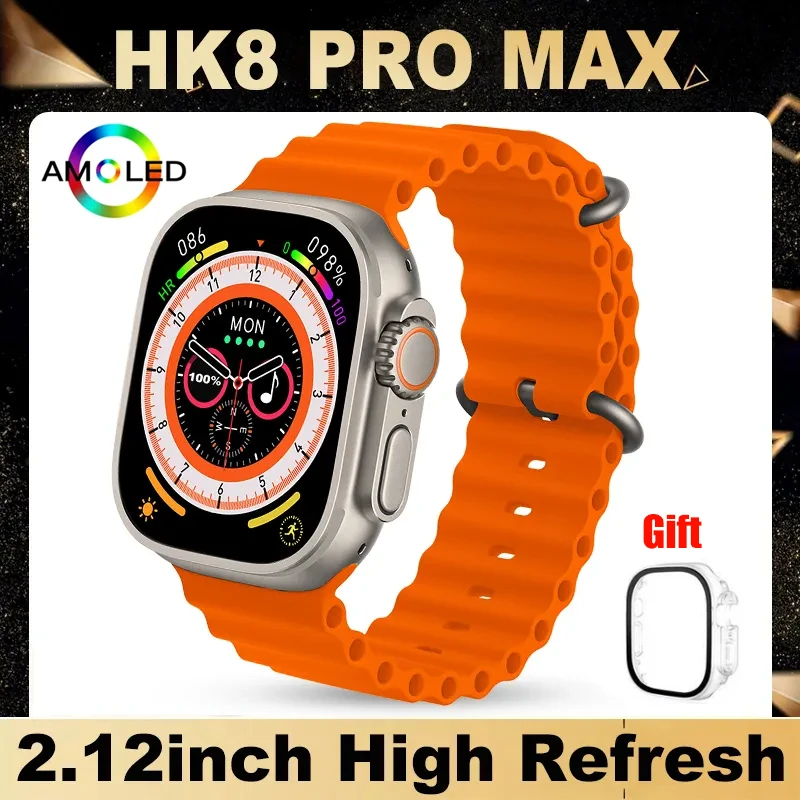 

HK8 Pro Max Ultra 2.12 inch AMOLED Screen Smart Watch Men Series 8 49mm 1:1 Case Real Compass NFC High Refresh Rtae Smartwatch
