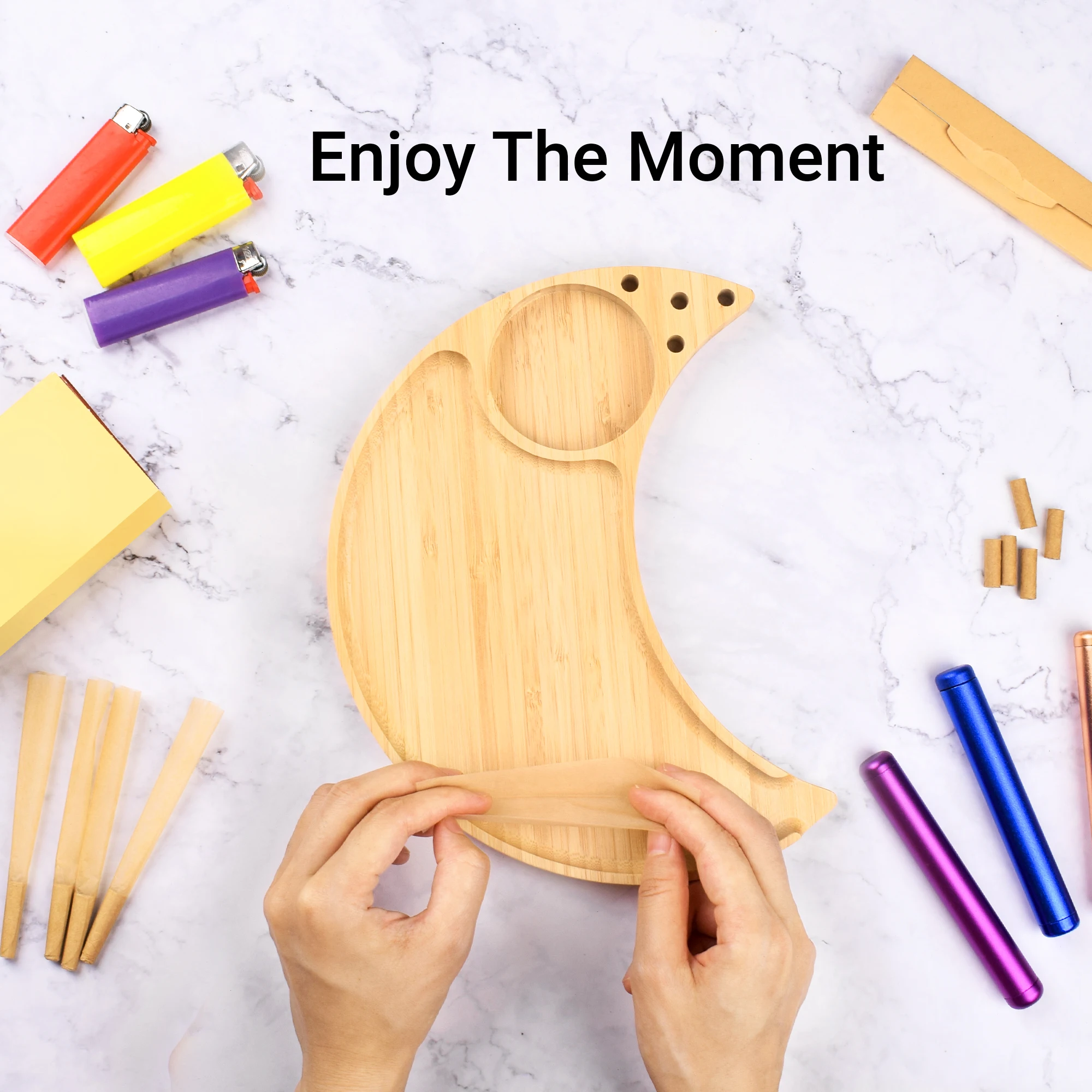 Милый бамбуковый поднос большой для курения Луны сигарет с предварительно