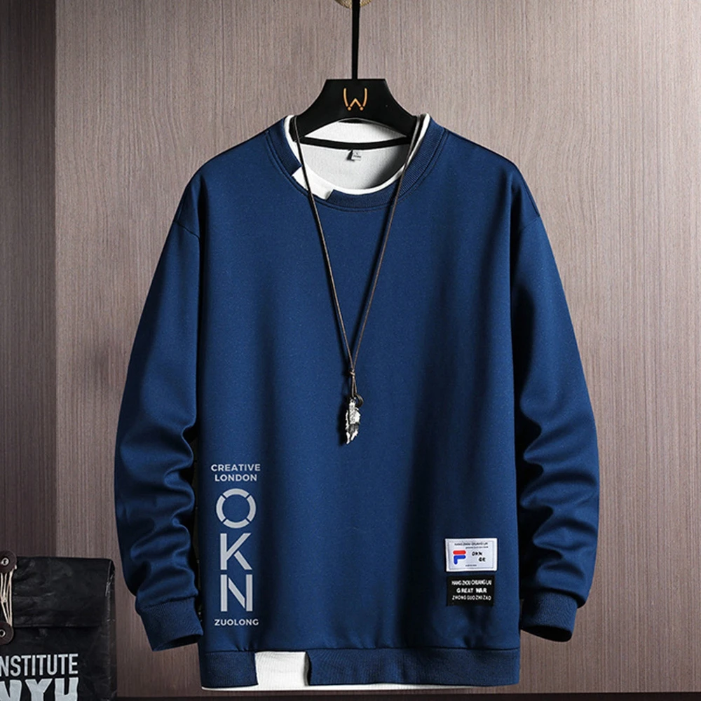 

Новинка Осень-зима 2023, мужской свитер, Повседневная универсальная Молодежная красивая футболка с длинным рукавом, мужская Спортивная тонкая футболка с круглым вырезом