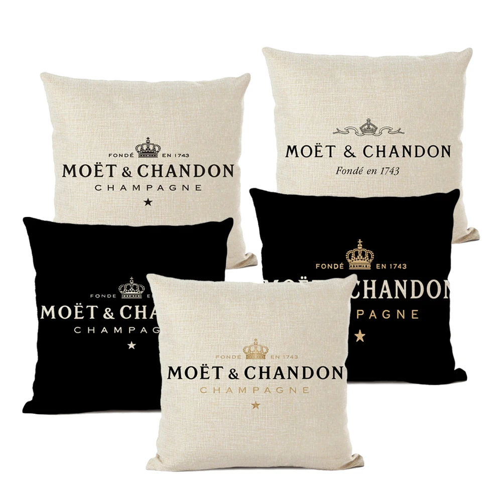 Black Linen Luxury Decorative Pillow Case High Quality Printing Text Luxury White Hotel Home Sofa Cushion Cover 45 * 45CM