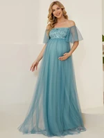 elegant evening dresses long tulle off shoulder a line floor length 2022 ever pretty of dusty blue sequin simple prom wome dress