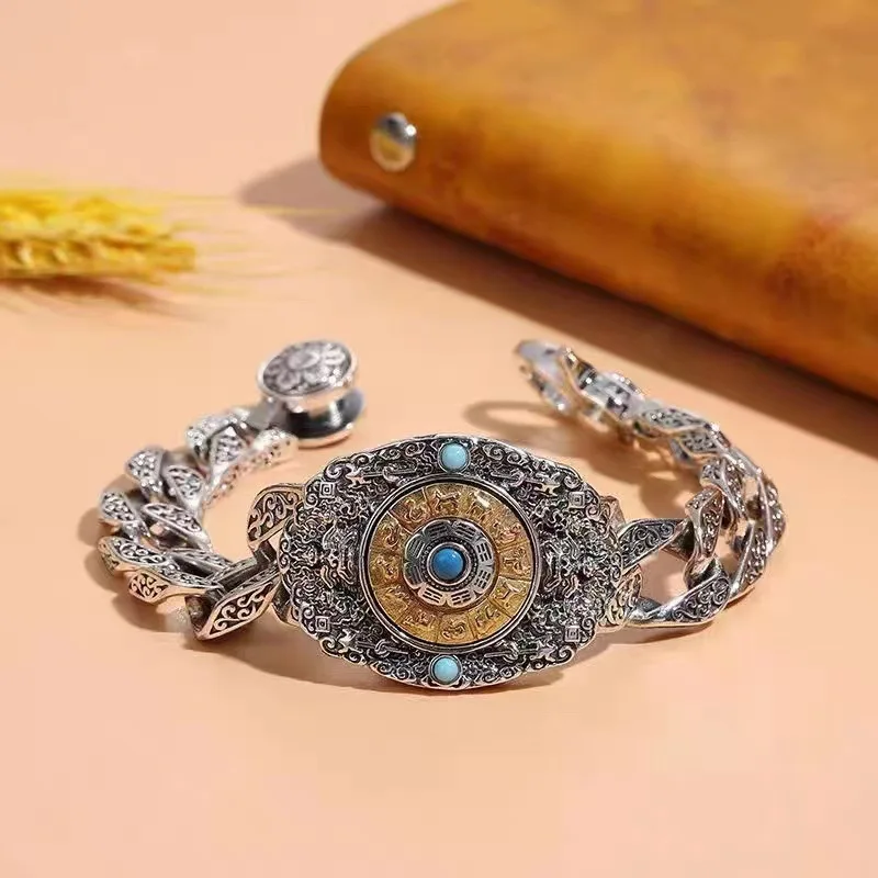 Новый китайский шикарный Jiugong Bagua вращающийся браслет NY, мужская мода, б/у, ювелирные изделия в национальном стиле, оригинальные персонализированные украшения