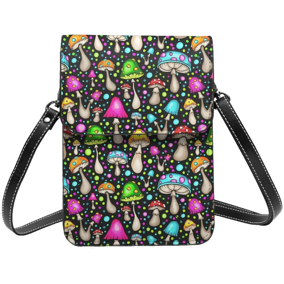 

Magic Mushroom Shoulder Bag Happy Hippie Mushrooms Bulk Aesthetic Mobile Phone Bag Leather Office Student Bags