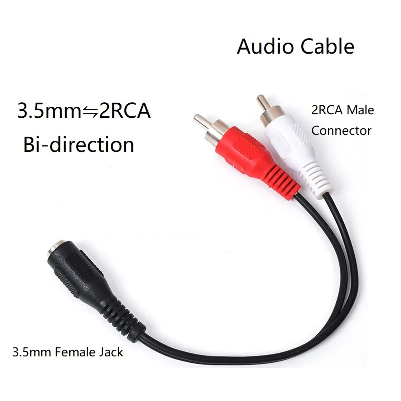 

RCA Jack Cable 3.5mm Female Jack to 2 RCA MaleAudio Cable 2RCA to 3.5mm Cable For 2CH Home Theater DVD 2RCA to 3.5mm Aux Cable