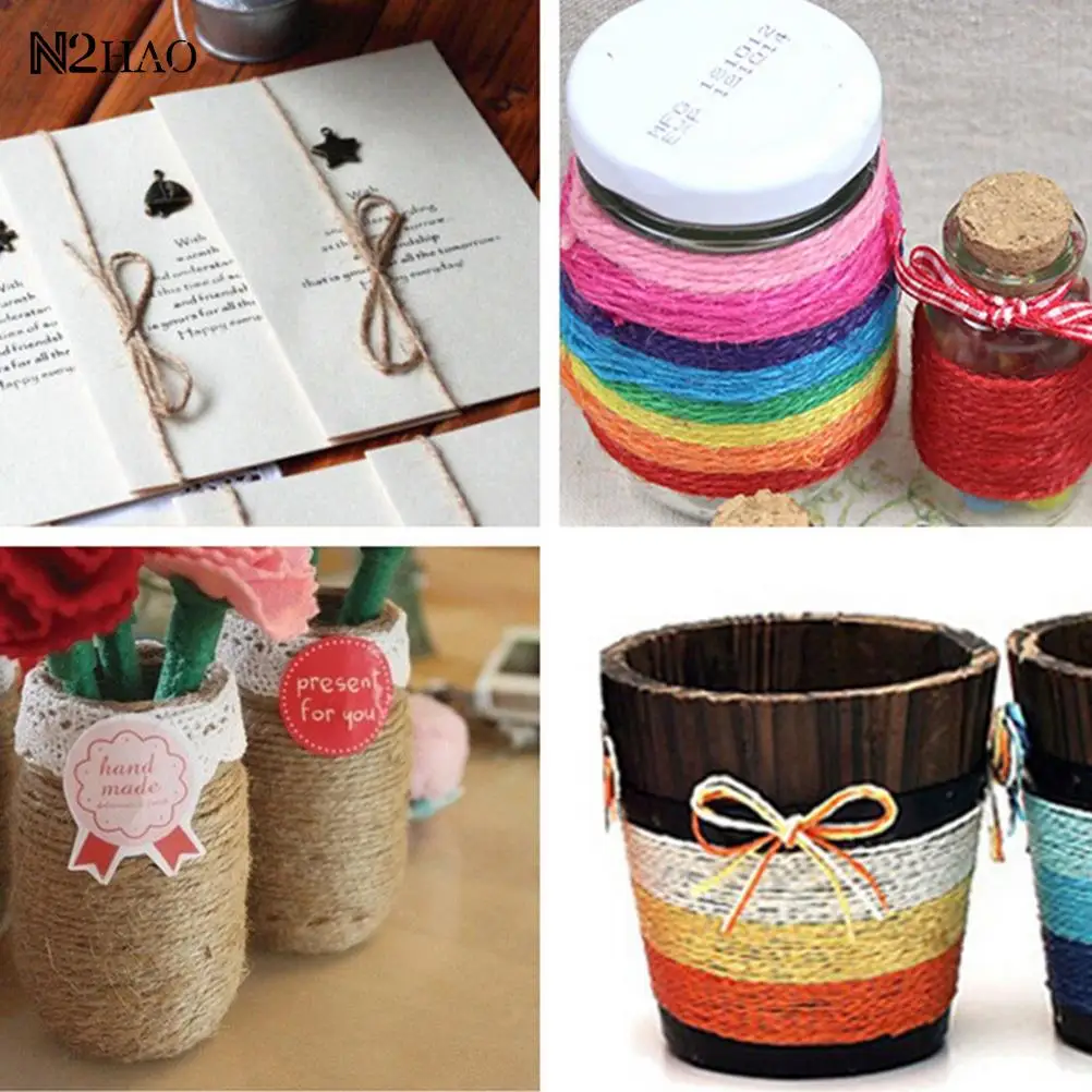 

50M 2MM Wrap Gift Link Paper Tag Jute Burlap Ribbon Twine Rope Cord String