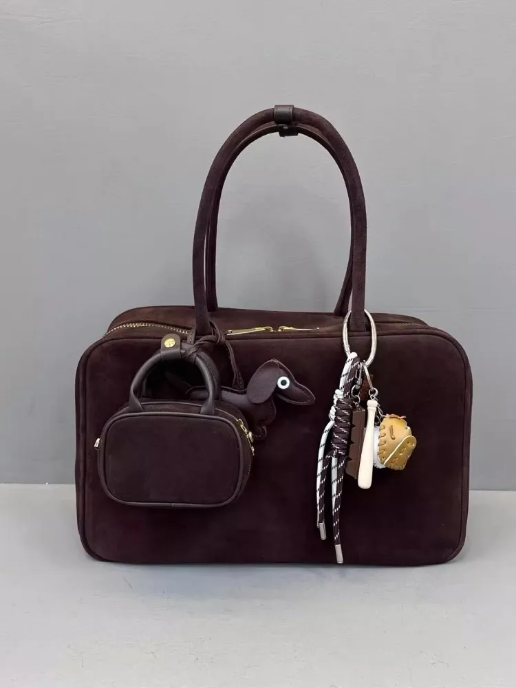 Осень-зима ретро замшевая сумка-тоут из коровьей кожи женская большая